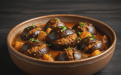 Bharva Bengan Aloo (Ravaya Bateka)