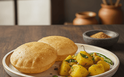 Rajgira Puri (2pcs) With Aloo Sabzi