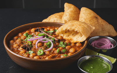Chhole With Triangle Paratha